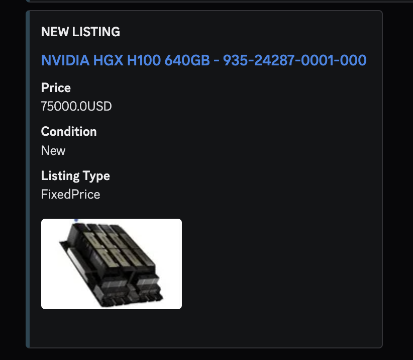 A full H100 baseboard going for 75K :sob: